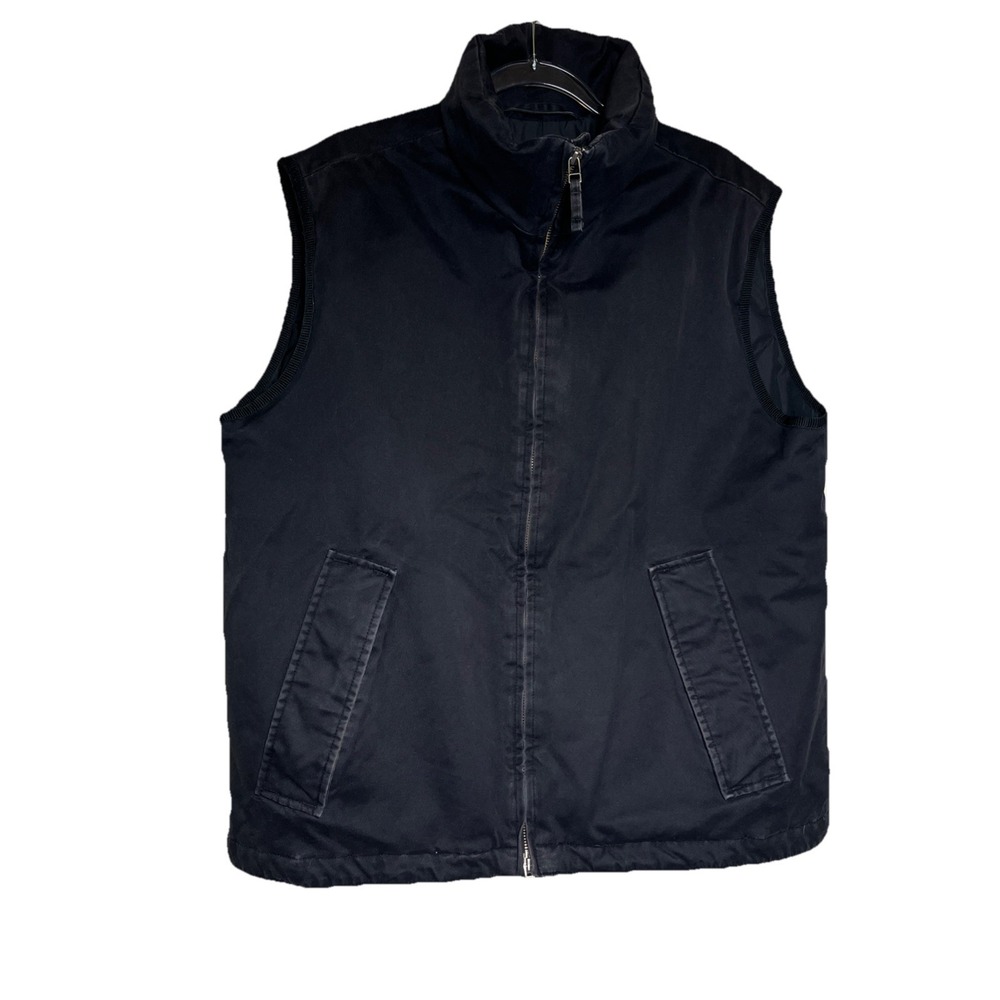 Banana Republic Black Vest Mens Size Medium Cotton Goose Down Quilted Lined